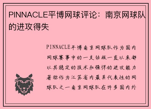PINNACLE平博网球评论：南京网球队的进攻得失